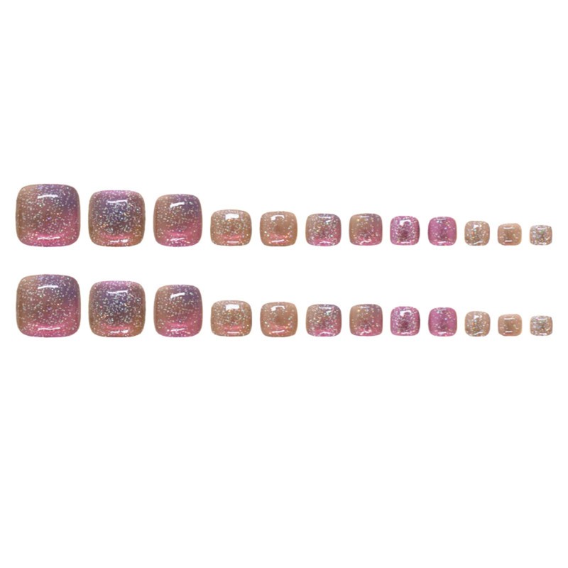 GlamRays Pack of 24 Rainbow Stickers Toenails Short Square False