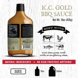 Rufus Teague - KC Gold BBQ Sauce - Premium Mustard Barbecue Sauce - 14.25 oz Bottle