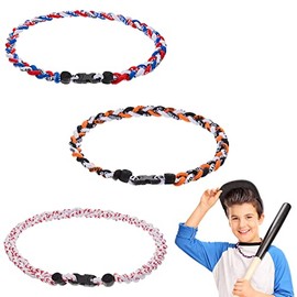 Three Braided Rope Tornado Necklace 3 Pieces Titanium Necklace Baseball Baseball Rope Necklaces for Boys Men Player Softball Fans Sports (Retro Style)