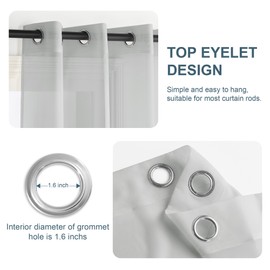 PONY DANCE Light Grey Voile Curtains 66 x 90 Inches, Extra Long Semi Transparent Window Net Curtains Eyelet Top Lightweight Sheer Panels for Bedroom/Patio Door/Living Room, Set of 2