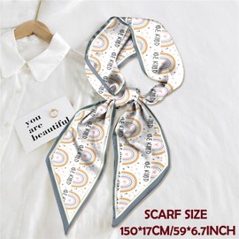 Zewurtuw Scarf Silk Feeling Hair Head Long Neck Satin Fashion Scarfs for Bag Decoration Women Girls Cute Aesthetic 59 * 6.7” -Rainbow Be Kind