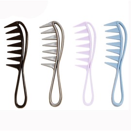 Curling Comb Strands Comb, Pack of 4 Wide Teeth Combs Shark Tooth Comb, Comb for Rurly Hair, Antistatic Comb for Various Types of Hair Hair Comb