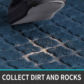 DEXI Door Mat Front Indoor Outdoor Doormat Small Heavy Duty Rubber Outside Floor Rug for Entryway Patio Waterproof Low-Profile,17"x29",Navy Blue