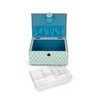 Dritz Handle on Lid Sewing Basket, Blue Retro