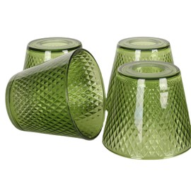 COMPIXIU Green Lattice Glass Lamp Shades Replacement for Island Pendant Light Chandeliers, Cone Glass Lampshade Light Covers for Wall Sconces Vanity Light, with 1-5/8" Fitter, 4.7''W x 4''H, 4 Pack