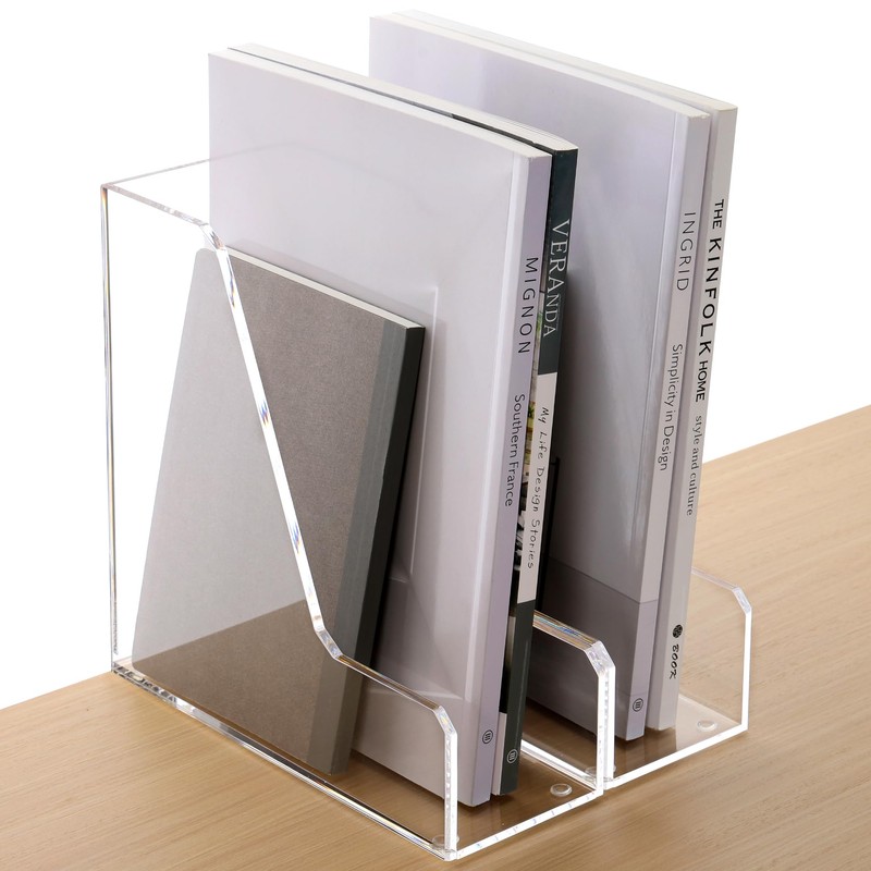HeZone Acrylic Magazine Rack File Holder Desk Organizers and Storage