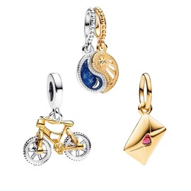 MGIUL Love Envelope Bicycle Sun Moon Charm Pendant for Bracelets Necklaces 925 Sterling Silver Pendant Beads Jewellery Gift for Women, Silver, Zircon