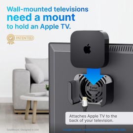 TotalMount for Apple TV – Mount Compatible with All Apple TVs (Premium Black and Gray Mount and Cable)