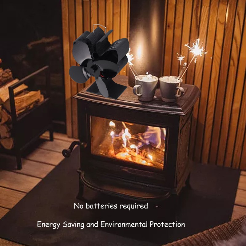 4 Blades Heat Powered Fireplace Fan Self Starting Temperature Resistant