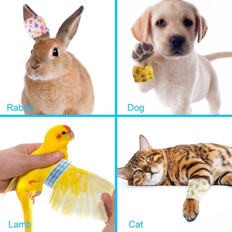 Bandage Wrap, 12Pcs Sweatproof and Waterproof Cute Vet Wrap, Elastic