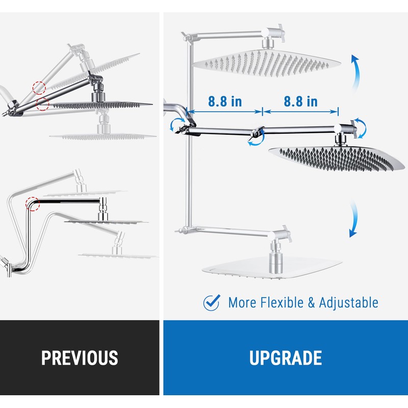 G-Promise 18 Inch Shower Head Extension Arm with Shower Arm