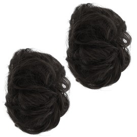 NOLITOY 2pcs Hair Buns Extensions, Fake Bun Hair Pieces for Women, Messy Bun Hair Extensions, Black, High Temperature Silk, for Updos and Everyday Styles