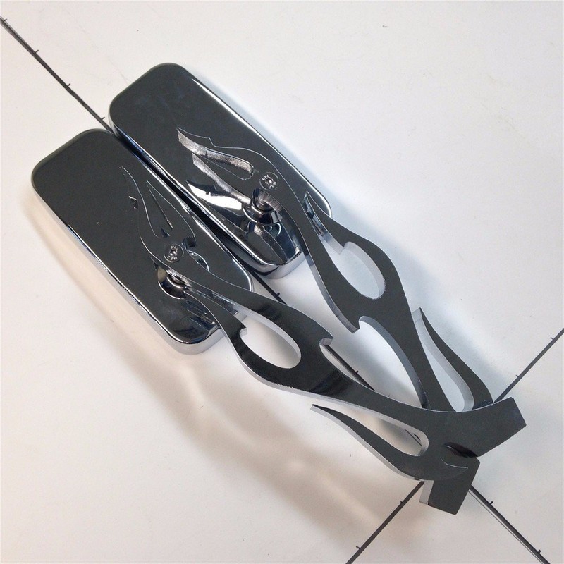 XKMT-Chrome Running Mirror Rectangle Shape Flame/Fire Stem Compatible With Hayabusa