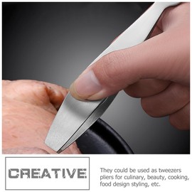 LABRIMP 2pcs Stainless Steel Hair Tweezers for Kitchen Food Styling Precision Tweezers for Ingrown Hair