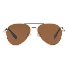 JOVAKIT Kids Small Polarized Aviator Sunglasses for Girls and Boys Age 4-16, A4 Gold/Brown, lenswidth