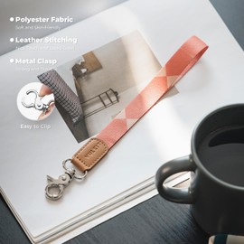 VULKIT Wrist Lanyard Keychain Strap Holder, Wristlet Lanyard Keychain Straps for Keys, ID Badge & Wallet Holder, Keychain Clip & Lanyard Hook (Rhombic-Pink)