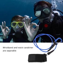 DEWIN Freediving Lanyard Leash, Diving Safety Rope Cable with Bracelet Carabiner, Freediving Safety Cable, for Underwater Sports (Blue)
