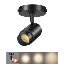 TuyuBEE Zoomable LED Ceiling Spot Lights Indoor Adjustable Ceiling Spotlight Fixture Directional Ceiling Light Dimmable Flush Mount Can Accent Lighting for Kitchen Art Picture - 12W 1000lm Black 4000K