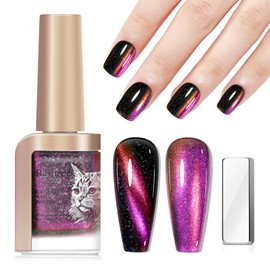 Bevimee Quick Dry Magnetic Nail Polish: Cat Eye Nail Polish Fast Dry Purple Cateye Nails Polish Air Dry Fast Nails Lacquer Long Lasting for Women Girls DIY Home 12ML