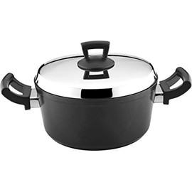 Hascevher Cast Aluminum Nonstick Stockpot with Stainless Steel Lid Cookware, 6 Quart, Black hg6