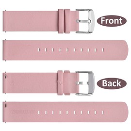 WOCCI 18mm Flexible Leather Watch Band for Smart Watch with Silver Buckle (Light Pink)
