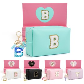 AIBFRID Birthday Gifts for Women Her,Travel Cute Makeup Bag,Large Capacity Cosmetic Bags for Women Makeup Pouch PU Leather Waterproof Cosmetic Bag, Blue