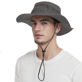 JAOAJ Sun Hat Fishing Hat Men's UV Protection Summer Hat Cotton UPF 50+ Safari Hat Foldable Outdoor Hiking Hat Garden Hat Boonie Hat, gray, M