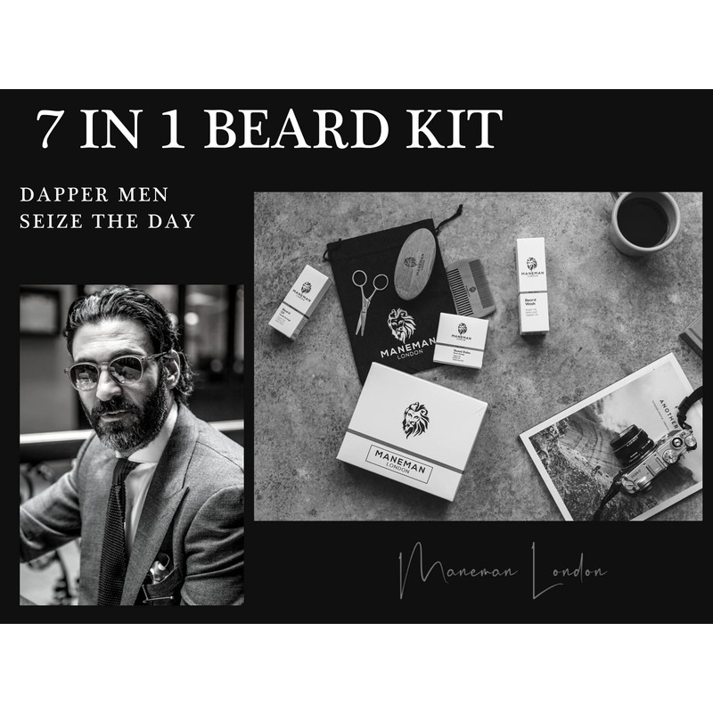 Maneman London Beard Grooming Kit for Men - 7 Piece