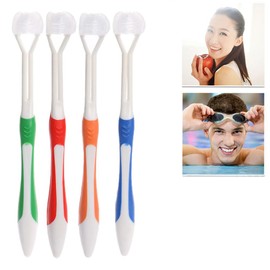 1Stück Dreiseitige Zahnbürste Autismus Sensorische Zahnbürste Borsthöhe Zahnbürste für Komplette Zähnepflege Pflege Ziemlich Guter Winkel Jeden Zahn, Weich und Sanft, Reinigen, Rot