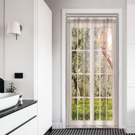 Ruelvth Stall Shower Curtain, Window View of Spring Floral Small Shower Curtain Set for Bathroom Waterproof Fabric Green and White RV Bathroom Decor with Hooks, 36x72 Inch