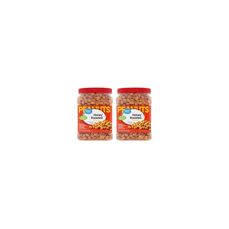 Great Value Honey Roasted Peanuts,(2-Jars of 34.5 oz)
