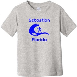 U.S. Custom Tees Sebastian Florida Surfing Toddler T-Shirt 3T Heather Gray