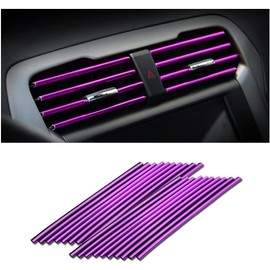 Pack of 20 Car Air Vent Decoration, Car Styling Ventilation Grille Trim, Car Accessories Interior, Multicoloured Decorative Strips for Most Air Vents (Purple)
