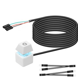 SinLoon Desktop Computer Power Switch External Remote Start Computer Motherboard Power Switch Button Extension 1.8M/5.9FT Cord with LED Light-White