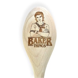 "Baker Things" Steve Stranger Inspired Novelty Engraved Wooden Spoon Baking Gift | Baking Stuff | Novelty Gift | UK Merch | Unofficial Merchandise (Steve)