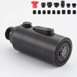HEISOK Pull Down Spray Head Replacement - Kitchen Sink Faucet Head Replacement with 15 Adapters, 3 Function Pull Out Faucet Sprayer Nozzle Head,Oil Rubbed Bronze