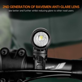 RAVEMEN CR1000 Bike Light 1000 Lumens with T-Shaped Beam for Night Riding, Bike Front Light with IPX6 Waterproof Aluminum Housing, Rubber Strap Mount