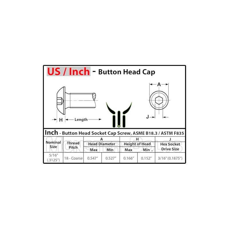 MonsterBolts - 5/16"-18 x 1 1/2" Button Head Socket Cap