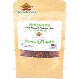 PepperliciousS Pepper Company LLC Red Savina - HABANERO PEPPER FLAKES - 2000 WORLDS HOTTEST CHILE  - 1/4oz / 7.09g