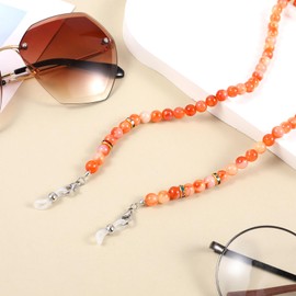 GEEHUA Women Eyeglass Chain Holder, Eyewear Retainer Accessory Strap Acrylic Beaded Sunglasses Lanyard Mask Holder(agate red)