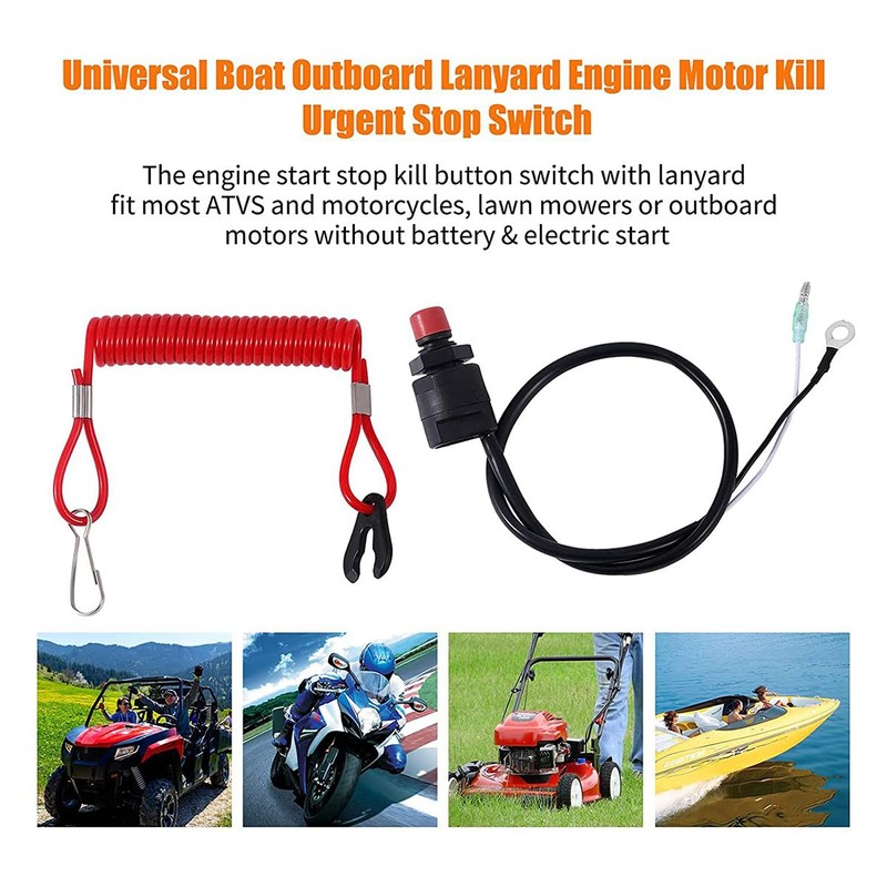CGEAMDY Motorcycle Killswitch Reminder Cable, Universal Motorcycle Outboard Lawn Mower