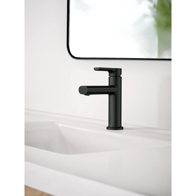 Moen Meena Matte Black One-Handle Single Hole Modern Bathroom Sink