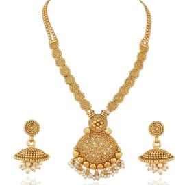 Aheli Indian Traditional Necklace Earrings Set Wedding Party Fashion Jewelry Gift for Women