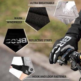 ROCKBROS Cycling Gloves, Touch Screen Mountain Bike Gloves, Full Finger Winter Warm Gloves, Windproof Anti-Slip Shockproof - for Men Women for Riding Fishing Hiking Outdoor Sports XL