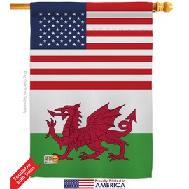 Nationality Wales US Friendship Garden House Flags Kit Regional Nation International World Country Particular Area Small Decorative Gift Yard Banner Double-Sided Made in USA 28 X 40