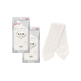 Kikuron Body Towel, 100% Cotton, White, 9.4 x 39.4 inches (24 x 100 cm), Set of 2, For Delicate Skin, Body Wash, Made in Japan, Awami, Foam Cotton