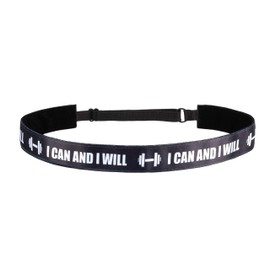 Mavi Bandz Adjustable Non-Slip Fitness Headband - I Can I Will Workout Motivation Women and Girls