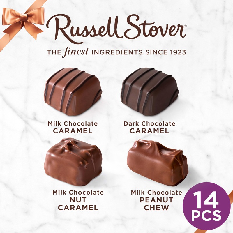 Russell Stover Assorted Caramels in Milk and Dark Chocolate, Mother's