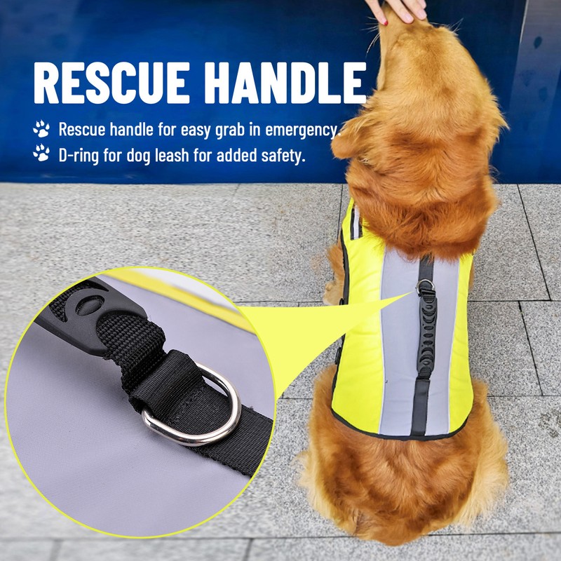 Dog Life Jackets with Handle Reflective Stripes Adjustable Fit Foldable