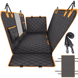 BENCMATE 6 in 1 Dog Car Seat Cover for Pets, Scratchproof & Waterproof Seat Cover Hammock, 600D Grippy & Durable, Mesh Window Seat Cover for Vehicle, with Extra Overhead Mesh Cover, XLarge